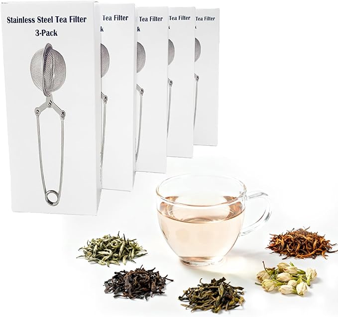 3-Pack Tea Ball Infusers, Premium Stainless Steel Fine Mesh Strainer with Long Handle for Loose Leaf Tea, Spices & Seasonings