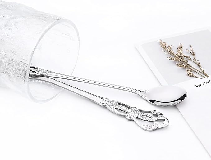 Elegant 32-Piece (4 Set) Retro Flatware Set, Stainless Steel Cutlery Set - Complete Eating Tableware Serving Set, Dishwasher Safe, Shiny Mirror Polish (Silver)