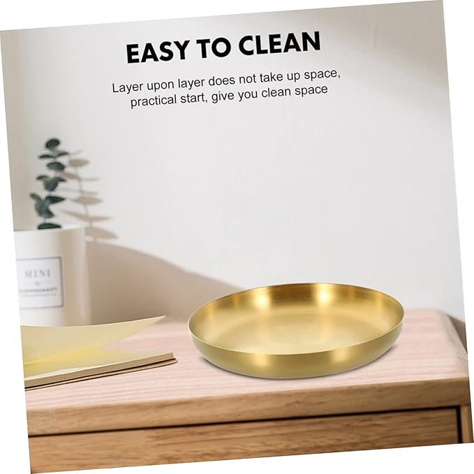Cabilock Dinner Plates Stainless Steel Snack Plate Storage Container Gold Platter for Family Gatherings