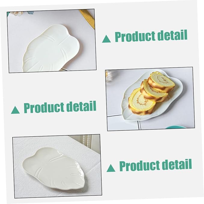 Leaf Designed Serving Trays Ceramic Dessert Plates Elegant Appetizer Dishes