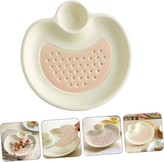 Zerodeko Dumpling Serving Tray Draining Section Sauce Plate Ceramic Plate for Sushi Snacks Desserts