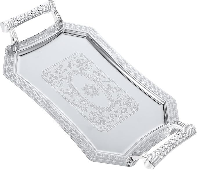 OUNONA Dinner Tray Serving Dish Table Tray Stainless Steel Versatile Home Party