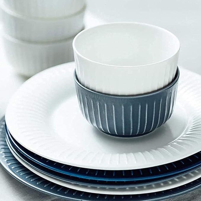 Elegant Dinner Plates,Dishes Plate Bowl Set,12 Pieces Ceramic Dinner Set Blue and White Porcelain Tableware Set Suitable for 4 People