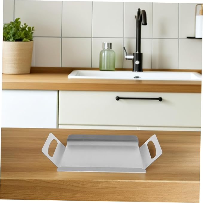 Stainless Steel Buffet Tray Silver Platter for Desserts Snack Serving Trays Handles