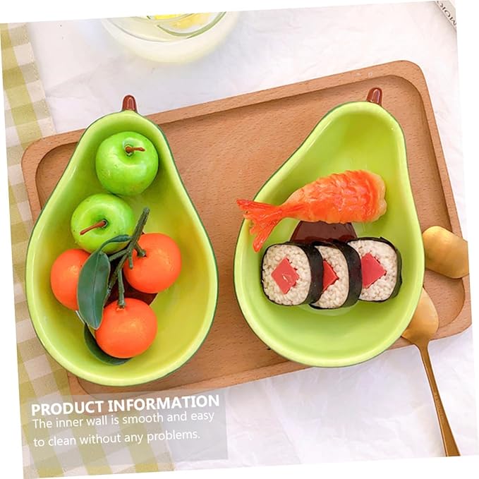 Avocado Shape Ceramic Plate Medium Creative Salad Fruit Plate Sturdy Appetizer Dessert Tableware for Snacks with Thick Design Safe Material