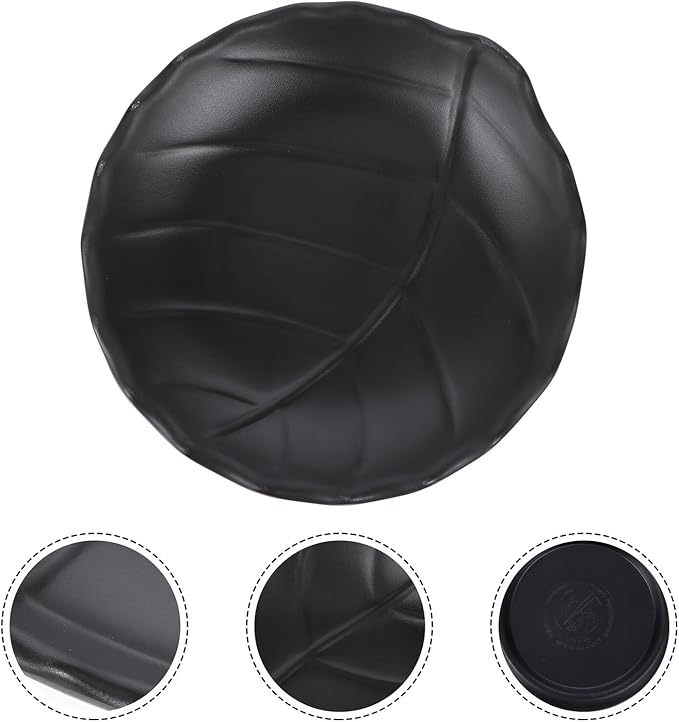 GLEAVI Leaf Pattern Snack Plate Black Ceramic Sauce Dish Household Tableware Dessert and Appetizer Plate for Kitchen and Dining Use