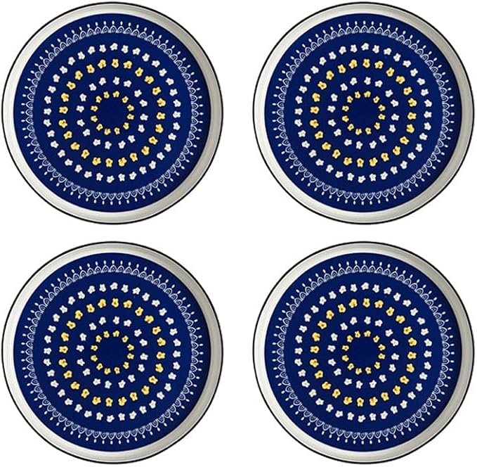 Appetizer Bowls Set of 4 Ceramic Sauce Dish Soy Sauce Dipping Plates Snack Sushi Fruit Appetizer Plates Side Dishes 4.33inches Salad Bowls (Color : Blue3)