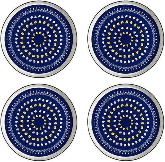 Appetizer Bowls Set of 4 Ceramic Sauce Dish Soy Sauce Dipping Plates Snack Sushi Fruit Appetizer Plates Side Dishes 4.33inches Salad Bowls (Color : Blue3)