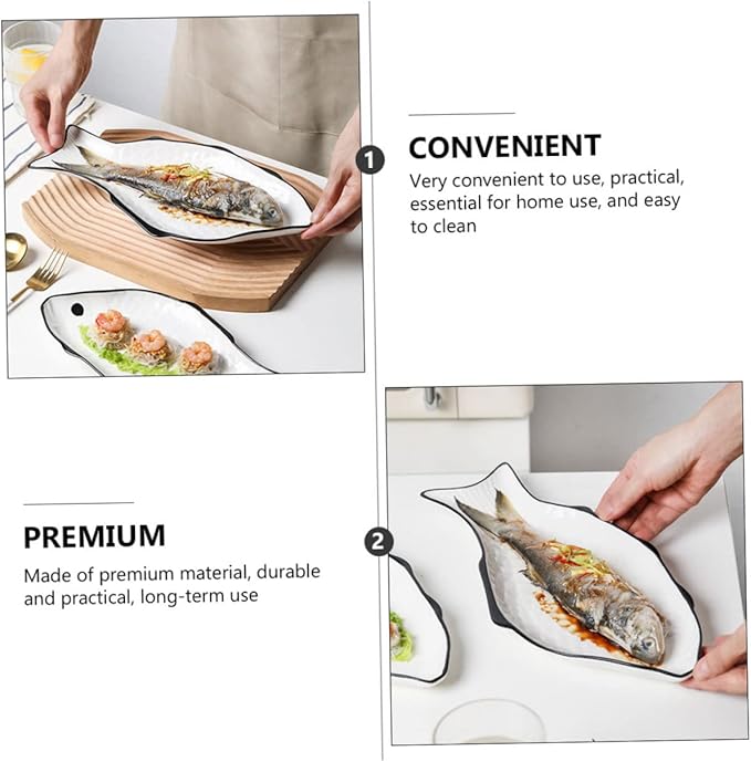 Fish Steaming Plate Small Ceramic Steamer Dish for Healthy Cooking for Microwave Use for Serving Delicious Seafood and Appetizers
