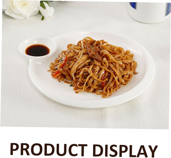 Healifty Ceramic Dumpling Plate with Saucer Design Compact and Lightweight Kitchen Accessory for Serving Chips Appetizers and Dips for Restaurants and Homes