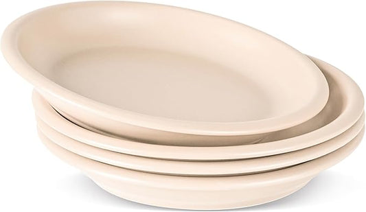 Salad & Dessert Plates, 8 Inch Small Dinner Plates Sets for 4, Dishwasher & Microwave Safe, Porcelain Dinner Dishes for Cake, Fruits, Waffle, Pasta, Salad, Terracotta White