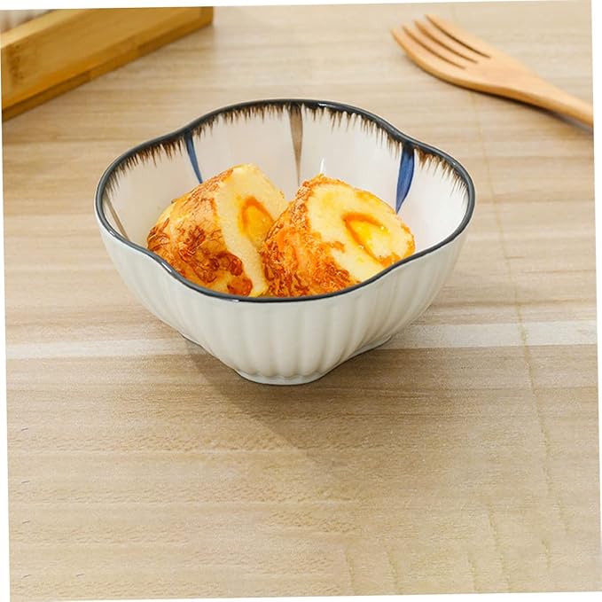 Amosfun Japanese Style Snack Plate Set 6 Ceramic Small Plates with Divided Compartments for Dried Fruits Appetizers and Sauces for Home Dining and Restaurants