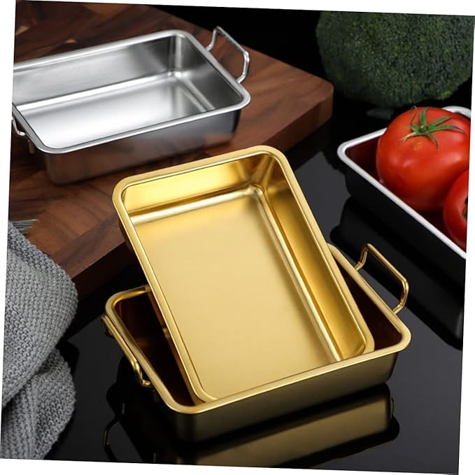 PRETYZOOM Stainless Steel Refreshments Tray Silver Tray Handles Easy to Use Safe