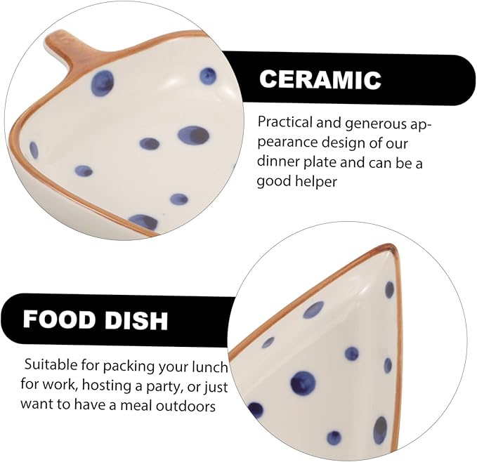 Alipis Ceramic Leaf-shaped Appetizer Plate Hand-painted Dish for Dipping Sauces and Serving Snacks Versatile Tableware for Home and Restaurant Use