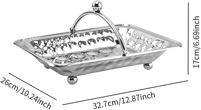 Metal Vanity Tray Stainless Steel Serving Tray Multifunction Jewelry Plate Guests Hand Towel Storage Tray for Perfume Home Use, Silver
