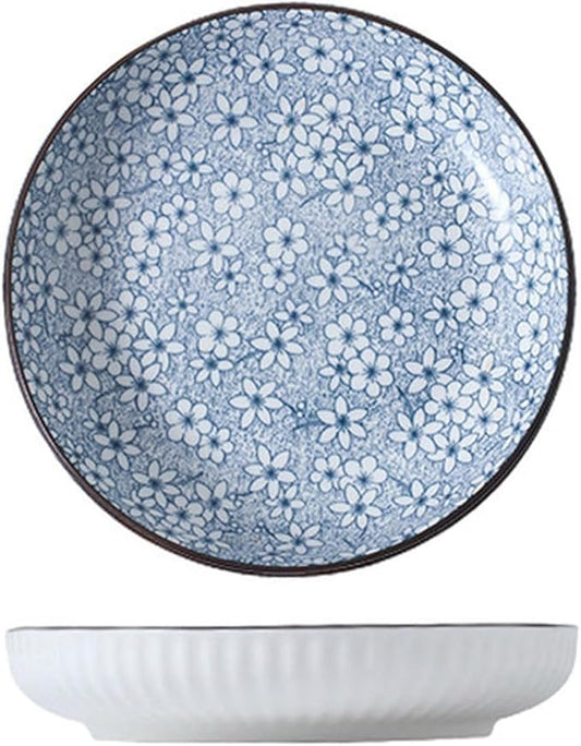 7-Inch Japanese vertical deep plate, simple ceramic tableware for home use - 2 pieces