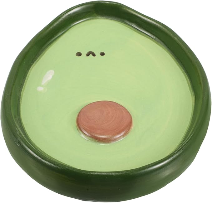 PRETYZOOM Porcelain Fruit Plate Avocado-shaped Ceramic Appetizer Plate 4-inch Hand-painted Small Dessert Dish for Home Dining and Snack Serving