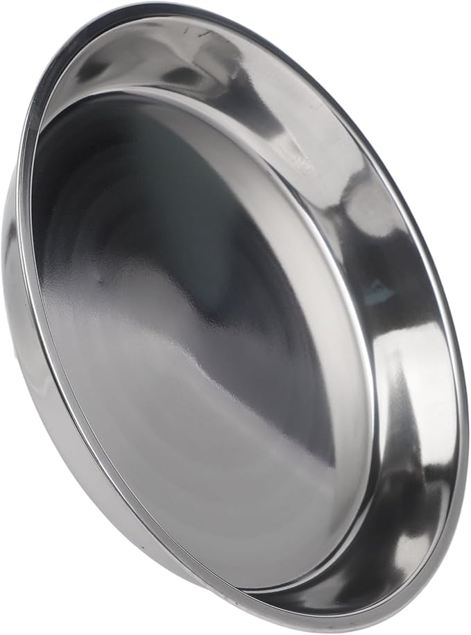 Stainless Steel Round Cake Plate, Rust-Proof Flat Serving Tray for Desserts and Pastries, Silver Non-Tip Baking Dish(28cm)