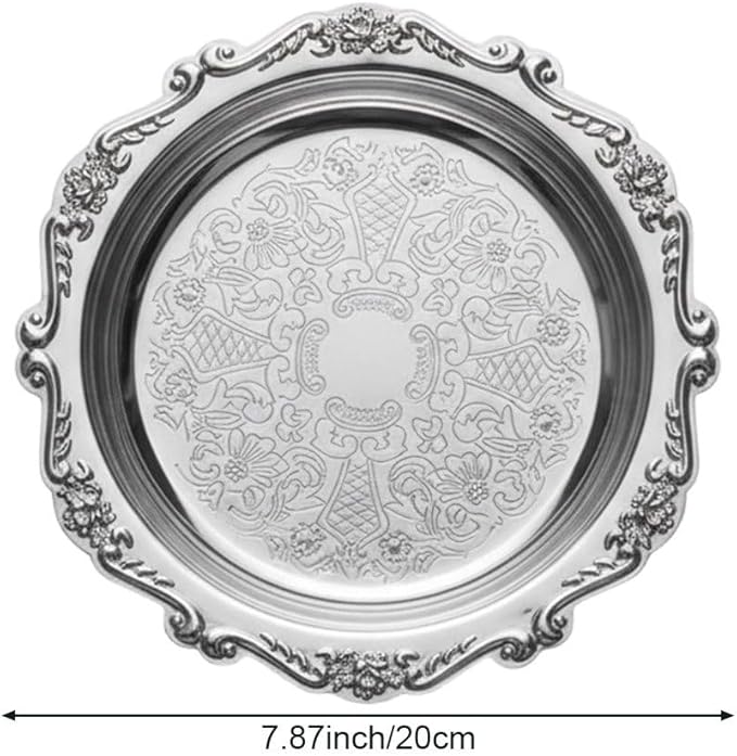 Metal Food Serving Trays Small Instrument Jewelry Tray Silver Fruit and Dessert Plates for Wedding, Hotel, Christmas Candy Display