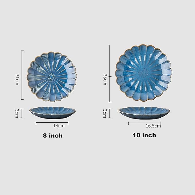 SONGCHAO Party Supplies 10 Inch Petal Plate Embossed Dessert Plate Ceramic Plate Salad Plate Home Kitchen Ceramic Dinnerware Plate Party Plates (Color : A, Size : 10inch)