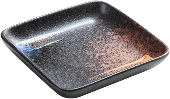 Sauce Dish Ceramic Square Plate Commercial Cuisine Grilled Meat Small Dishes Snack Plate Restaurant Tableware Household Ceramic Plate Snack Plate(C)