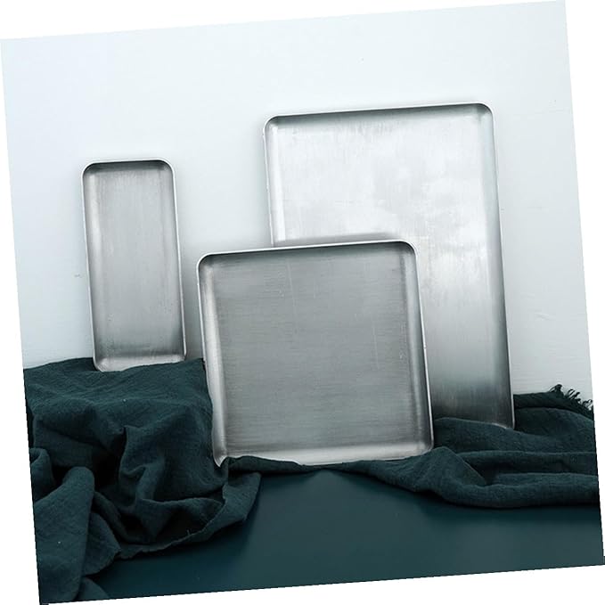 Vintage Aluminum Serving Tray Small Silver Decorative Food Plate for Kitchen Party Dessert Display and Storage Retro Style Buffet and Cafe Use