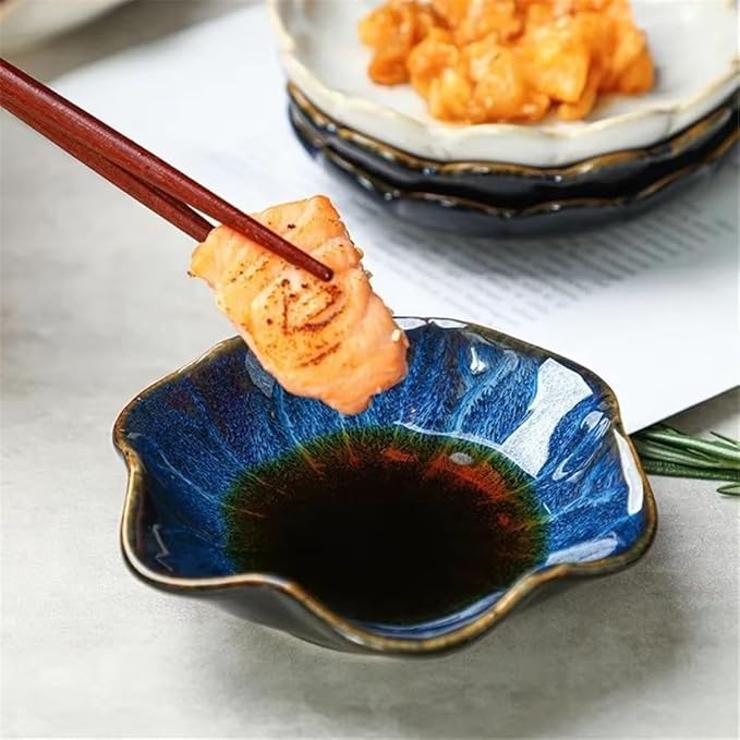 Appetizer Plates Ceramic Plate Retro Kiln Glaze Multi-purpose Storage Tray Dipping Sashimi Sushi Soy Dishes for Condiment