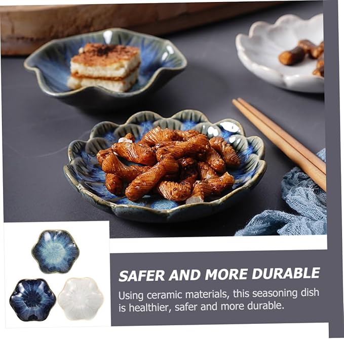Ciieeo 3pcs Ceramic Sauce Plates for Appetizers Food-grade Material for Dipping Sauces and Seasonings for Home and Restaurant Use