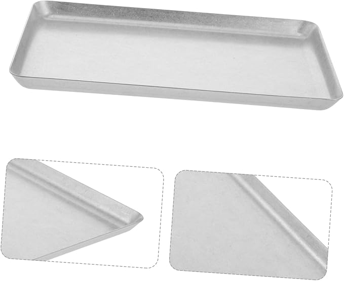 ABOOFAN Stainless Steel Dinner Plate Vintage Rectangular Serving Tray for Grill BBQ Camping