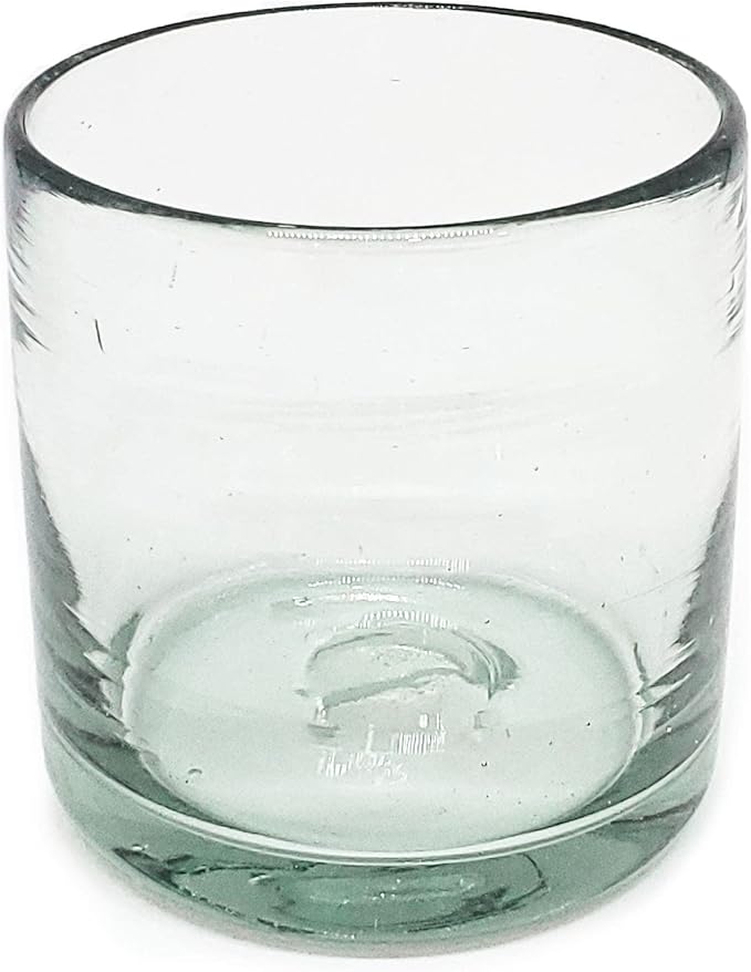 MexHandcraft Clear Blown 8 oz DOF Rocks Glasses (set of 6) Mexican Handmade Glassware, Recycled Glass, Lead-free, Toxin-Free (DOF Rocks)