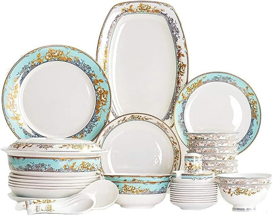 56Pcs Ceramic Dinnerware Sets, Porcelain Tableware Combi-Set Includes Cereals Bowls/Dessert Plates/Soup Plates/Dinner Plates, Bpa Free