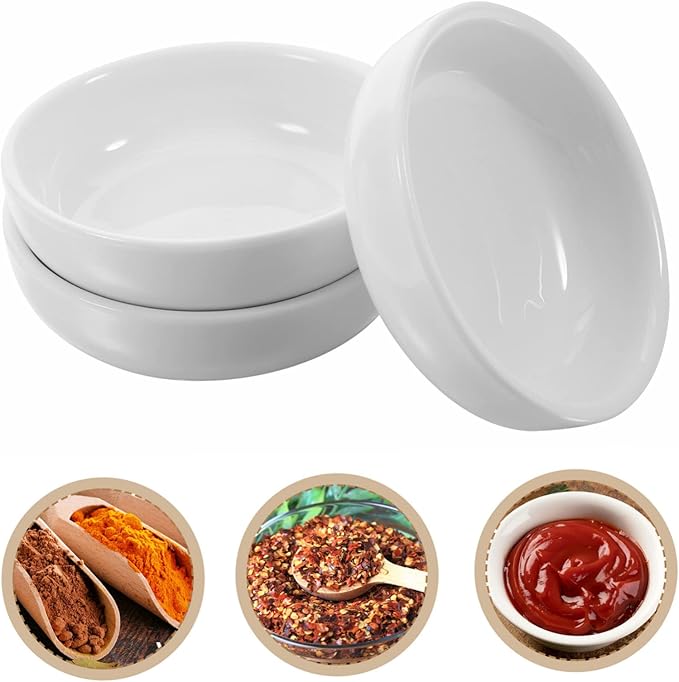 Unomor 6pcs Ceramic Dipping Plates Sauce Dishes for Appetizers Condiments -saving Design for Home Restaurant Use