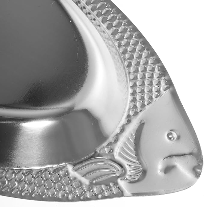 Cabilock Fish Shaped Steamed Fish Plate with Magnetic Base Stainless Steel Serving Tray 15.74 Inch Mirror Finish for Kitchen Dining and Entertaining