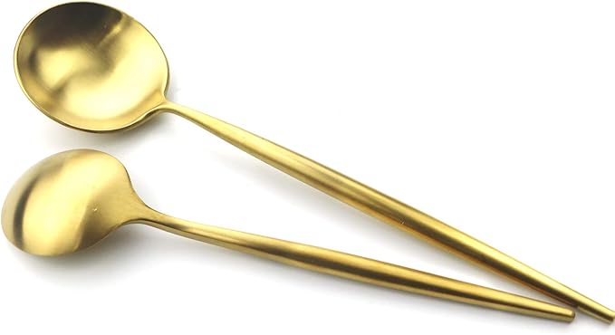 Gugrida 20 Pieces Matte Gold Handle 18/10 Stainless Steel Silverware Set, Flatware Titanium Black Cutlery, Utensils for Home Restaurant Service for 4, Dishwasher Safe (Full Gold)