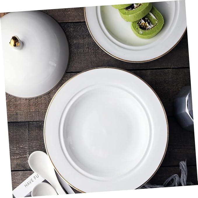 OUNONA Household Ceramic Plate Lid Dinner Plate Smooth Edges for Versatile Use