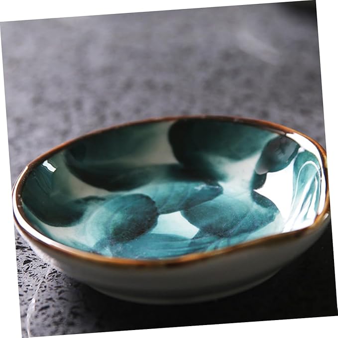 Cabilock 2pcs Handpainted Ceramic Sauce Plate Retro Japanese Style Tableware for Appetizers Snacks and Treats Unique Design for Home and Restaurant Use
