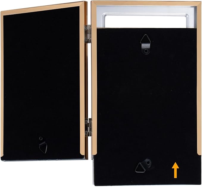 Giftgarden 5x7 Double Picture Frame White with Tempered Glass Display 5 by 7 Photo, Metal Hinged Folding Frame for Tabletop or Wall