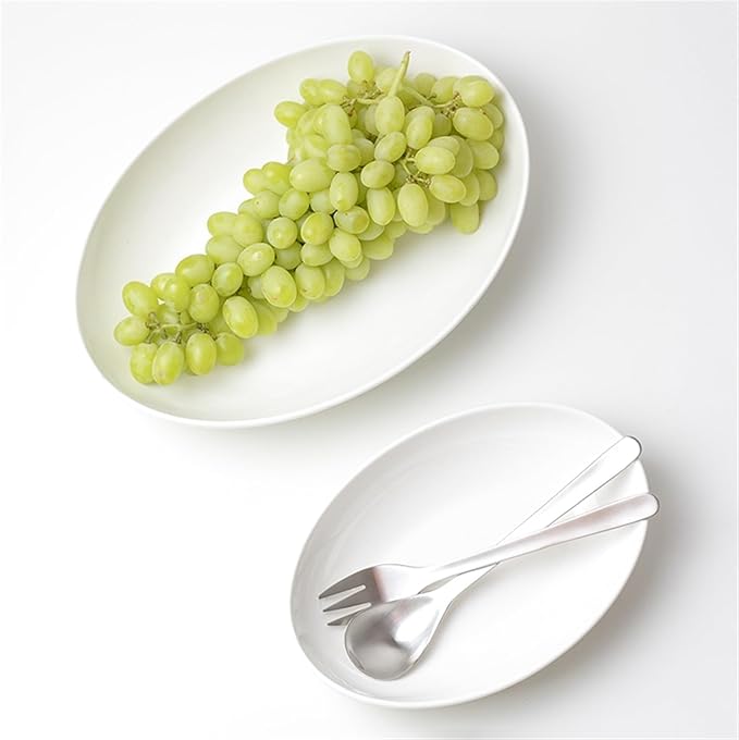 SONGCHAO Party Supplies White Oval Salad Plate Dessert Plate Deep Plate Fruit Plate Dinner Kitchen Restaurant Cafe Plate Ceramic Plate Party Plates (Color : Large)