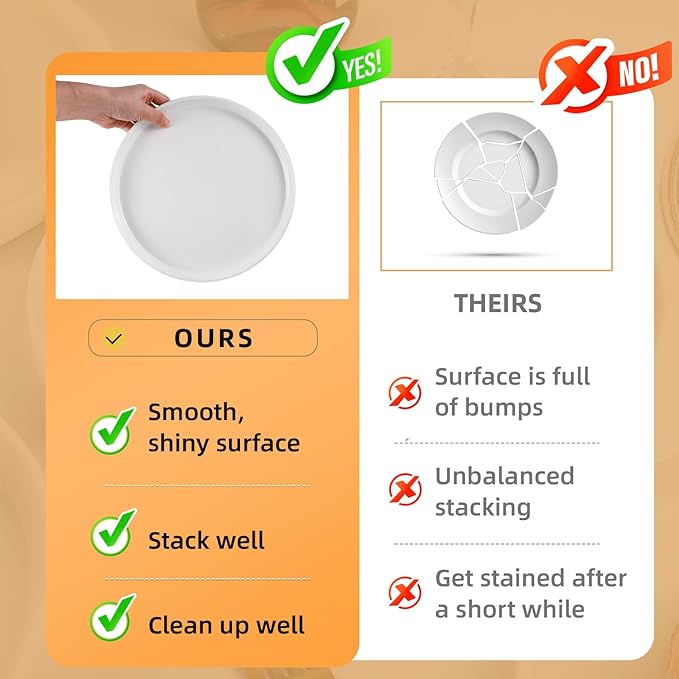 White Dinner Plates Set of 6, 10 Inch Porcelain Dessert Plates, Ceramic Appetizer Plate, White Round Salad Plate, Microwave & Dishwasher Safe, Scratch Resistant
