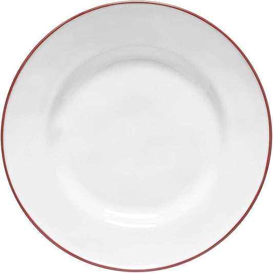 Costa Nova Ceramic Stoneware 9'' Salad Dessert Plate - Beja Collection, White & Red | Microwave & Dishwasher Safe Dinnerware | Food Safe Glazing | Restaurant Quality Tableware
