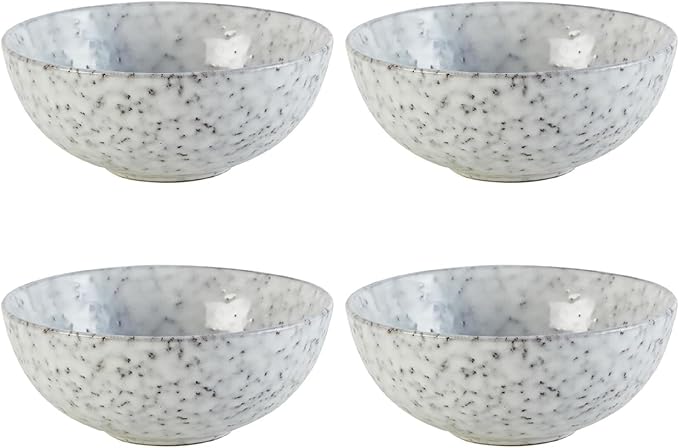 47th & Main Set of 4 Glazed Ceramic Bowls, 6.5" Diameter x 2.5" Tall, Speckled