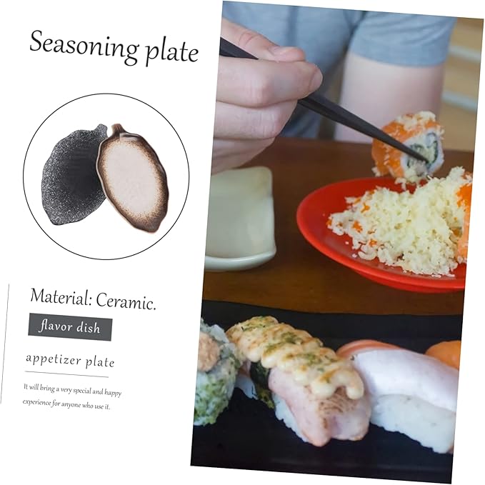 LIFKOME 2Pcs Vintage Japanese Style Ceramic Banana Leaf Plates Irregular Snack Storage Dishes Household Dipping Dish for Appetizers Seasoning Saucer and Dessert Tray