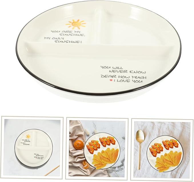 Multi-use Ceramic Serving Dish Separated Plate for Snack Appetizer Salad