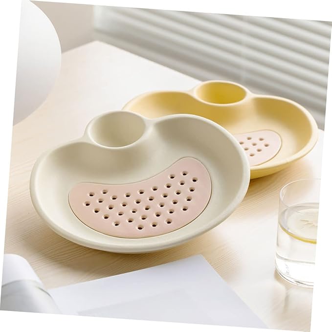 Zerodeko Dumpling Serving Tray Draining Section Sauce Plate Ceramic Plate for Sushi Snacks Desserts