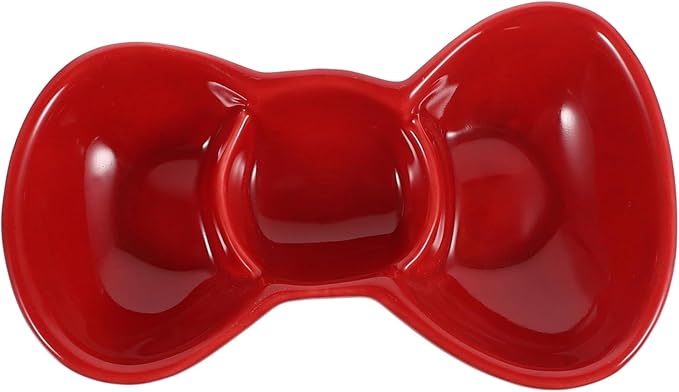 Amosfun Three Grid Seasoning Plate Butterfly Knot Design Porcelain Condiment Dish Sauce Compartments for Dipping Vinegar and Sauce Serving for Appetizers and Parties
