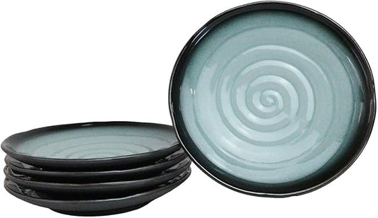 Ebros Gift Blue Sky Stars Artistic Seikai Porcelain Collection Dinnerware Serveware Kitchenware Set Asian Japanese Dining Restaurant Supply (Pack Of 5 Round Dinner Plates 8.75" D)