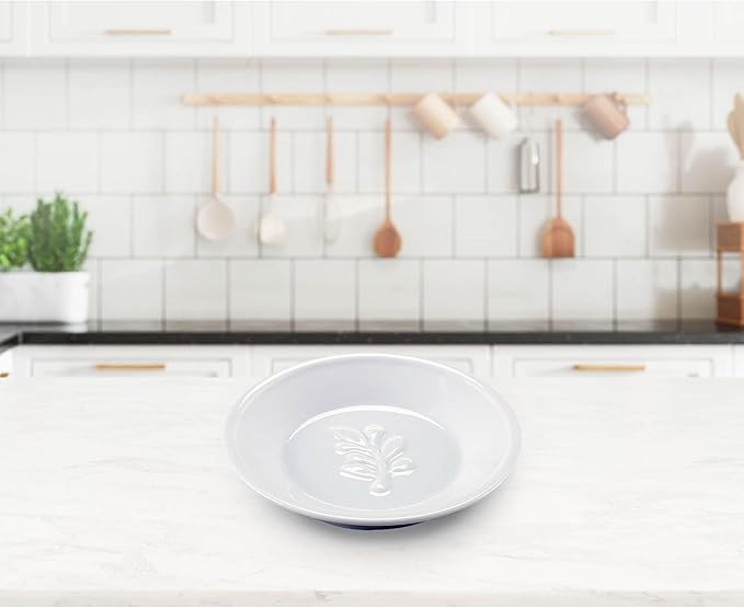 HIC Kitchen Embossed Oil Dipping Dishes, Olive Branch Design, Round, Fine Porcelain, 5-Inch Diameter, Set of 6