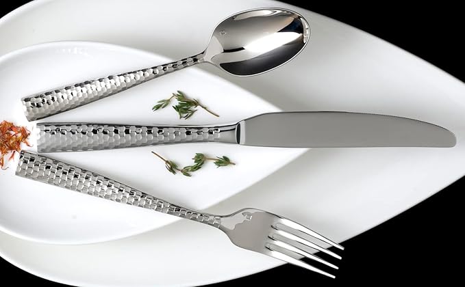 FORTESSA Lucca 18/10 Stainless Steel Flatware, 20 Piece Place Setting With Table Knives, Forks and Spoons (Service For 4), Dishwasher Safe, Polished