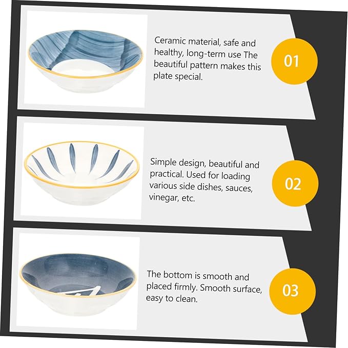 4pcs Ceramic Sauce Dishes Japanese Style Mustard Plates for Dipping Assorted Appetizer Plates for Condiments and Side Dishes