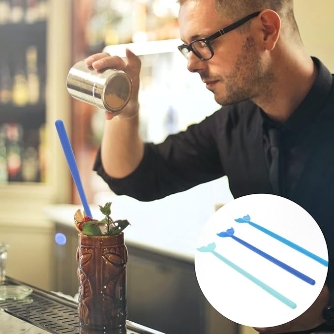 Sewroro 18Pcs Hawaiian Whale Tail Stirring Rods Cocktail Drink Muddler Swizzle Sticks Plastic Coffee Beverage Stirrers Sticks (Blue) Coffee Stirrers